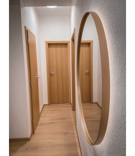 Bukové okrúhle zrkadlo s podsvietením