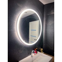 Drevené okrúhle zrkadlo Integro a Ambient LED