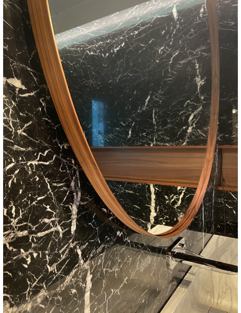 Orechové okrúhle zrkadlo s podsvietením - Orech kráľovský