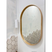 Dubové oválne zrkadlo s podsvietením
