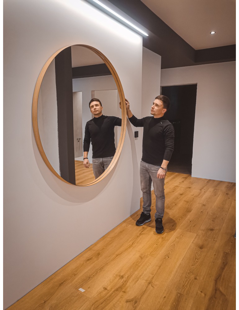 Dubové okrúhle zrkadlo