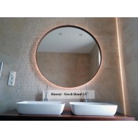 Orechové okrúhle zrkadlo s podsvietením